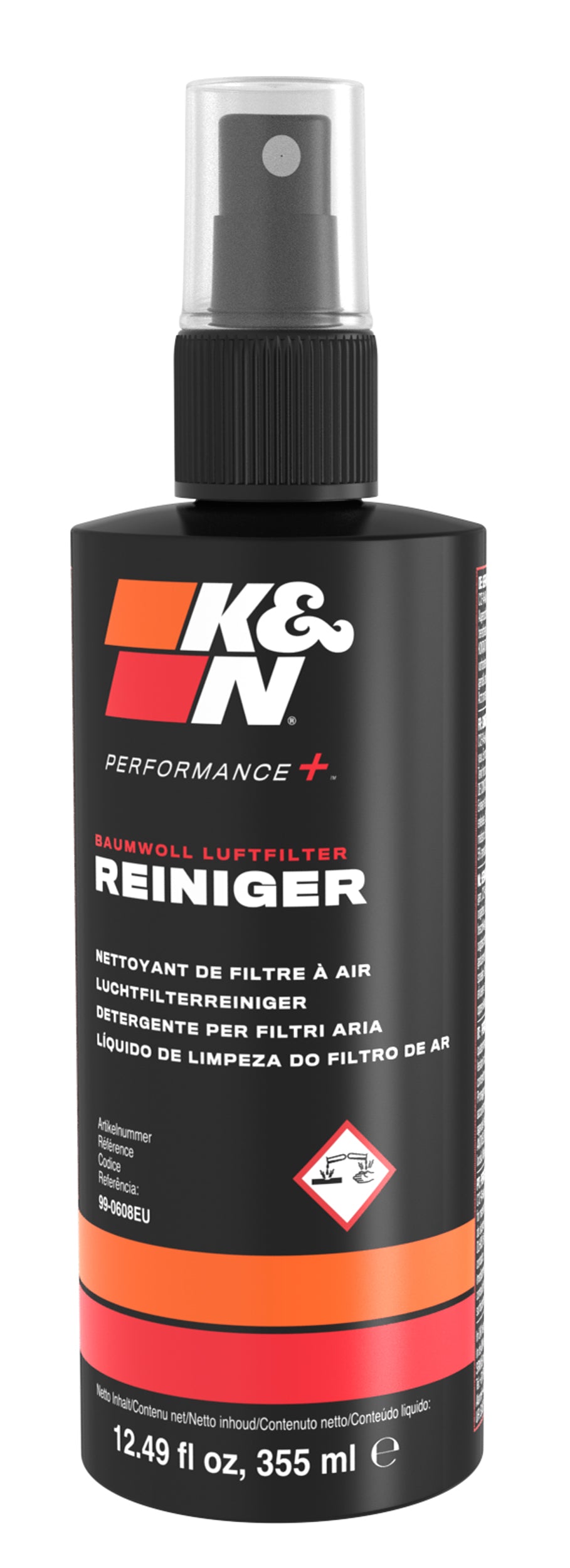 K&N Filter Cleaner; 12 oz/355 ml Pump Spray (DE/FR/NL/IT/PT) (99-0608EU)