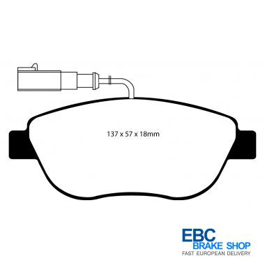 Abarth 500 2011- EBC Greenstuff Front Brake Pads-Brake Pads-EBC Brakes-Purdue Performance