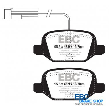 Abarth 500 2011- EBC Greenstuff Rear Brake Pads-Brake Pads-EBC Brakes-Purdue Performance
