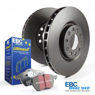 Abarth 500 2011- EBC Ultimax Front Pad and Replacement Disc Kit-Disc and Pad Kit-EBC Brakes-Purdue Performance