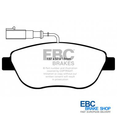 Abarth 500 2011- EBC Yellowstuff Front Brake Pads-Brake Pads-EBC Brakes-Purdue Performance