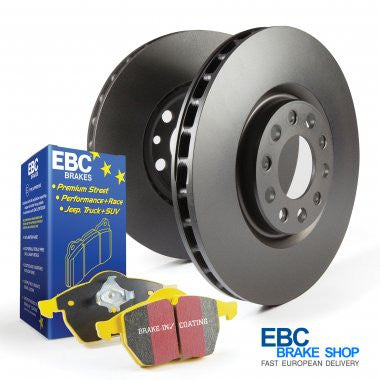 Abarth 500 EBC Yellowstuff Front Pad and Plain Disc Kit-Disc and Pad Kit-EBC Brakes-Purdue Performance