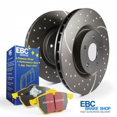 Abarth 500 EBC Yellowstuff Rear Pad and Turbo Groove Disc Kit-Disc and Pad Kit-EBC Brakes-Purdue Performance