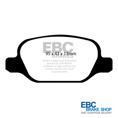 Abarth 500 Esseesse EBC Yellowstuff Rear Brake Pads-Brake Pads-EBC Brakes-Purdue Performance