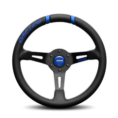 Momo Drifting Steering Wheel - Black Leather/Blue Inserts Ø330mm 90mm Dish-Steering Wheels-Momo-Purdue Performance