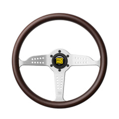 Momo Grand Prix Steering Wheel - Mahogany Wood/Silver Spoke 350mm Diameter-Steering Wheels-Momo-Purdue Performance
