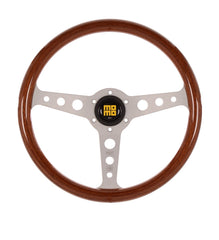 Momo Indy Heritage Steering Wheel - Mahogany Wood/Silver Spoke 350mm Diameter-Steering Wheels-Momo-Purdue Performance