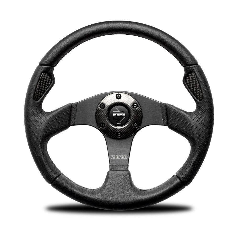 Momo Jet Steering Wheel - Black Leather 350mm Diameter-Steering Wheels-Momo-Purdue Performance
