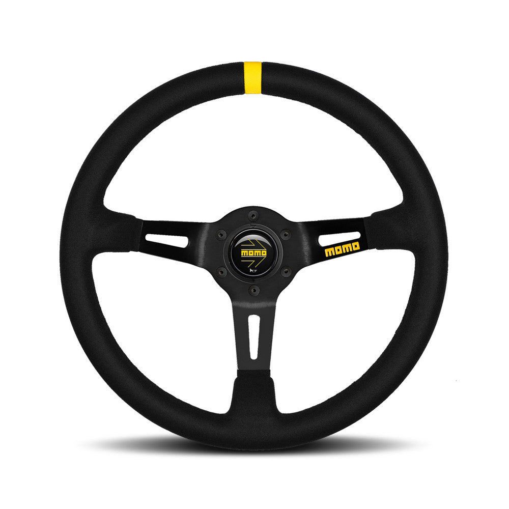 Momo Mod. 08 Steering Wheel - Black Spoke/Black Suede 350mm Diameter-Steering Wheels-Momo-Purdue Performance
