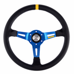 Momo Mod. 08 Steering Wheel - Blue Spoke/Black Leather 350mm Diameter-Steering Wheels-Momo-Purdue Performance