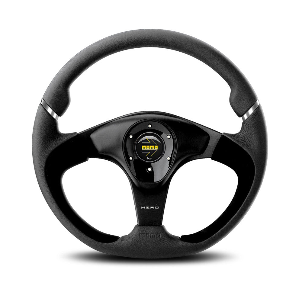 Momo Nero Steering Wheel - Black Leather/Suede 350mm Diameter-Steering Wheels-Momo-Purdue Performance