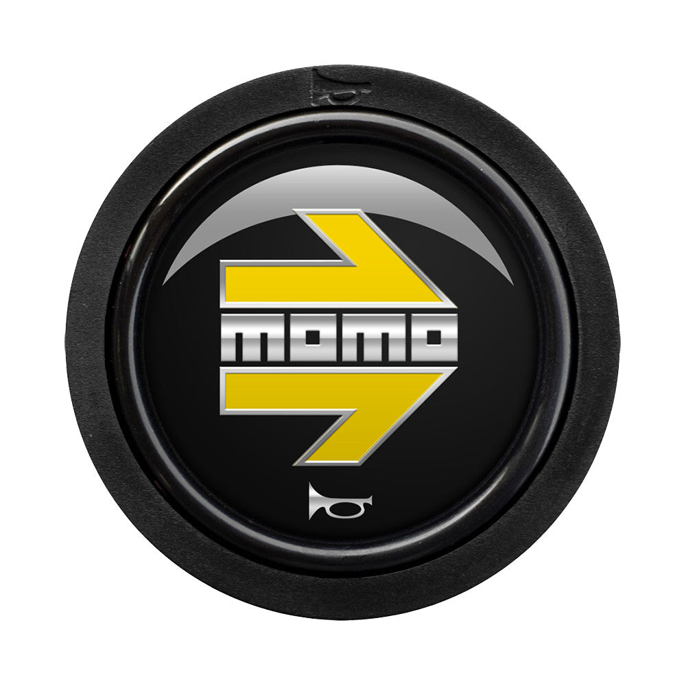 Momo Standard 2 Contact Horn Button - Momo Arrow Gloss Black/Yellow-Horn Buttons-Momo-Purdue Performance