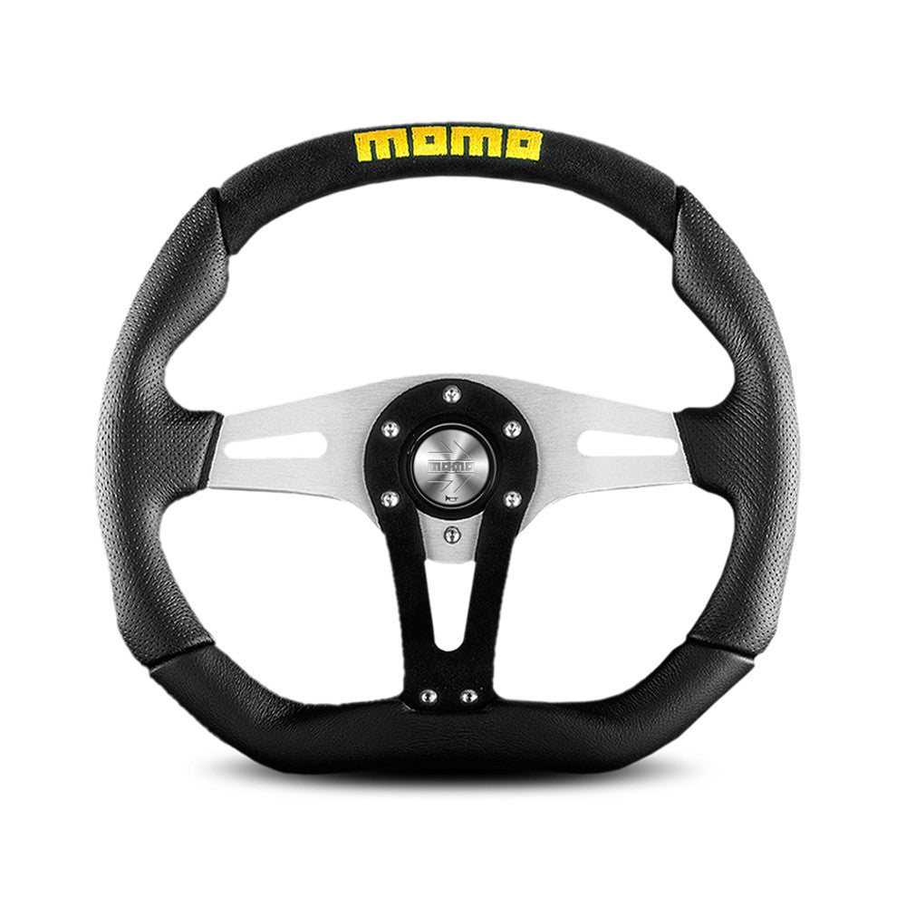 Momo Trek Steering Wheel - Black Alcantara/Black Leather 350mm Diameter-Steering Wheels-Momo-Purdue Performance