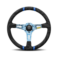 Momo Ultra Steering Wheel - Black Alcantara/Blue Insert 350mm Diameter-Steering Wheels-Momo-Purdue Performance