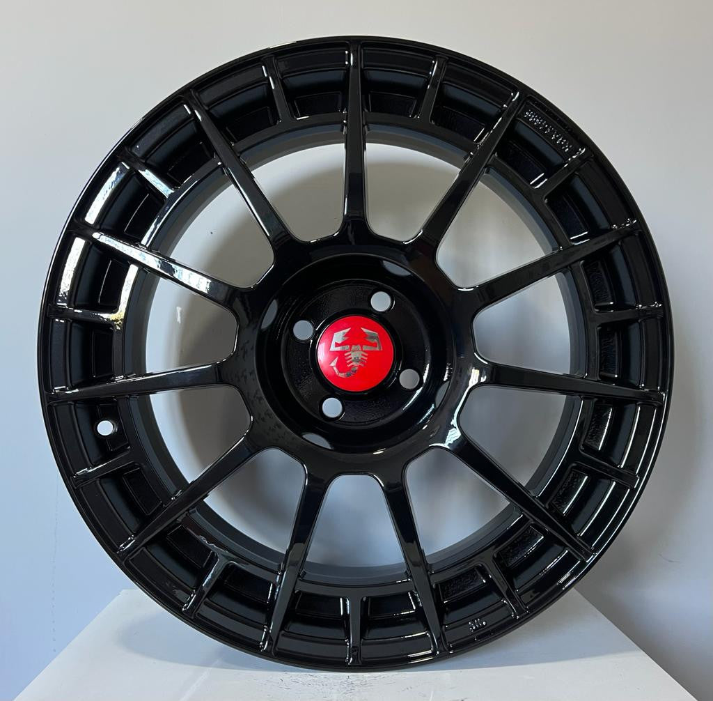 Set of 4 NTT Style Alloy Wheels for ABARTH PUNTO-4 x 100-Purdue Performance-Black-17"-Purdue Performance