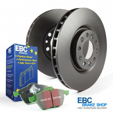 Abarth 500 2011- EBC Greenstuff Front Pad and Plain Disc Kit-Disc and Pad Kit-EBC Brakes-[By Purdue Performance]