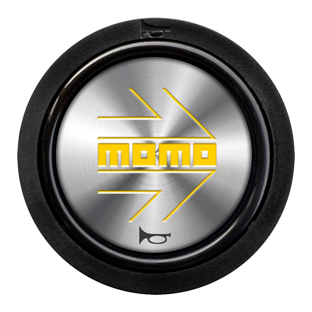 Momo 2 Contact Horn Button - Momo Arrow Chrome/Yellow-Horn Buttons-Momo-[By Purdue Performance]