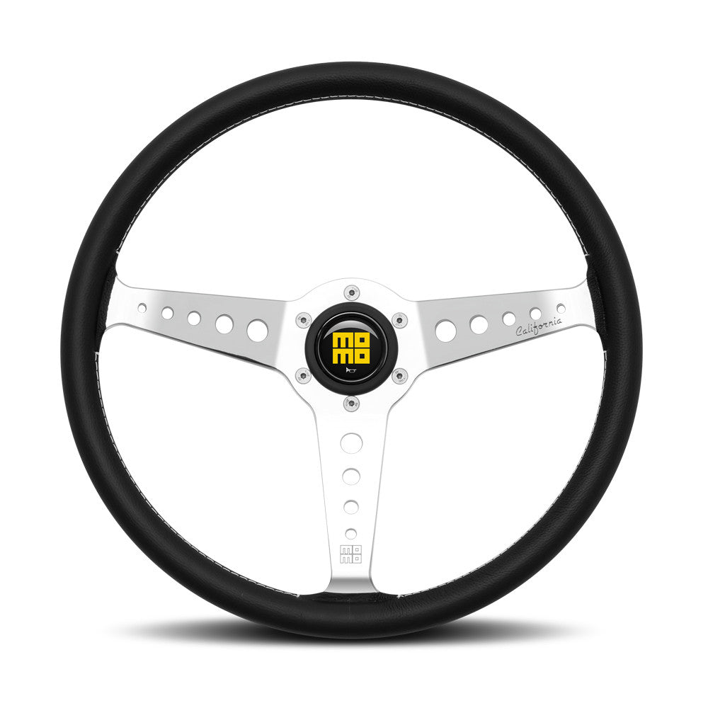 Momo California Heritage Steering Wheel - Polished Spokes/Black Leather Ø360mm-Steering Wheels-Momo-[By Purdue Performance]
