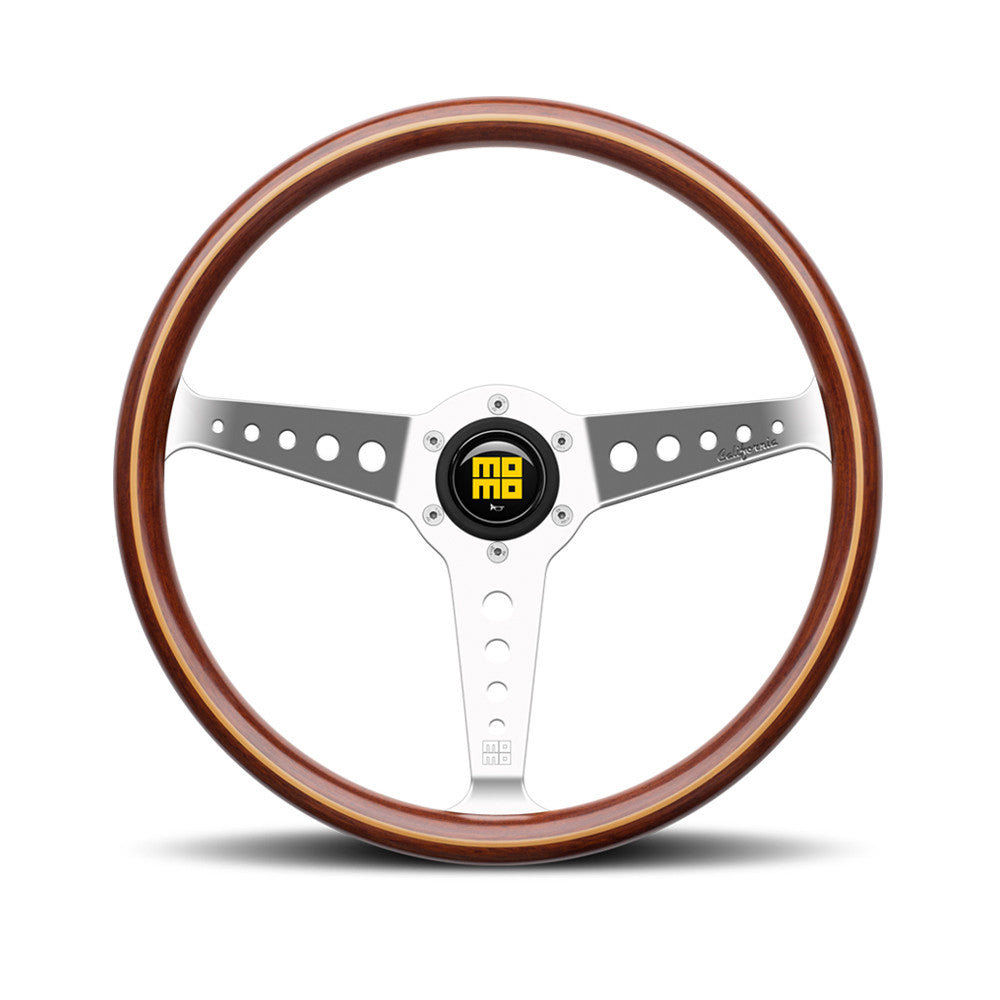 Momo California Heritage Steering Wheel - Polished Spokes/Wood 360mm Diameter-Steering Wheels-Momo-[By Purdue Performance]
