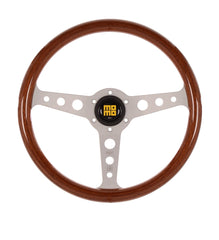 Momo Indy Heritage Steering Wheel - Mahogany Wood/Silver Spoke 350mm Diameter-Steering Wheels-Momo-[By Purdue Performance]