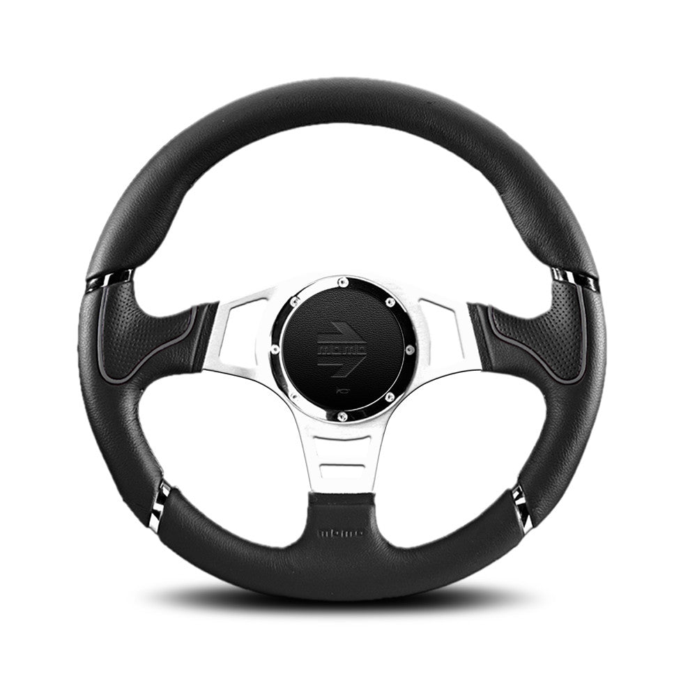 Momo Millenium Sport Steering Wheel - Black/Grey Profile 350mm Diameter-Steering Wheels-Momo-[By Purdue Performance]