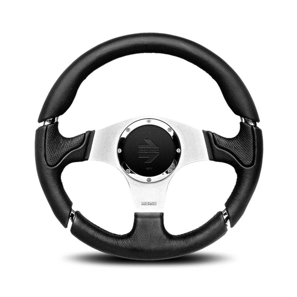Momo Millenium Steering Wheel - Black Leather 350mm Diameter-Steering Wheels-Momo-[By Purdue Performance]