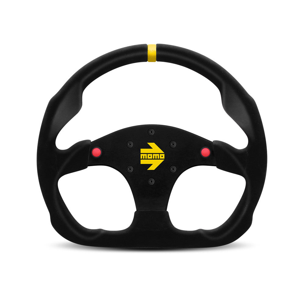 Momo Mod. 30/B Steering Wheel - Black Suede W/Buttons 320mm Diameter-Steering Wheels-Momo-[By Purdue Performance]