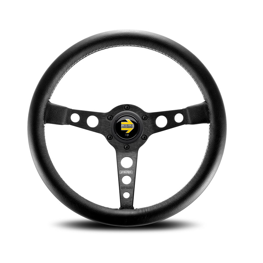 Momo Prototipo Steering Wheel - Black/Black 350mm Diameter-Steering Wheels-Momo-[By Purdue Performance]