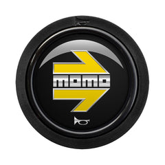 Momo Standard 2 Contact Horn Button - Momo Arrow Gloss Black/Yellow-Horn Buttons-Momo-[By Purdue Performance]