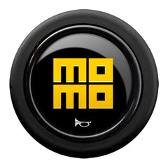 Momo Standard 2 Contact Horn Button - Momo Heritage Gloss Black/Yellow-Horn Buttons-Momo-[By Purdue Performance]