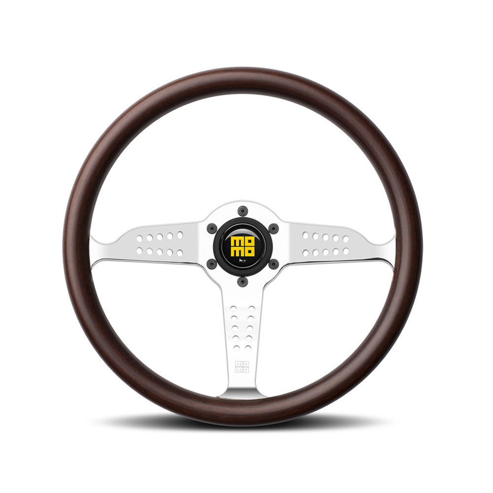 Momo Super Grand Prix Steering Wheel - Mahogany Wood/Chrome Spoke 350mm Diameter-Steering Wheels-Momo-[By Purdue Performance]