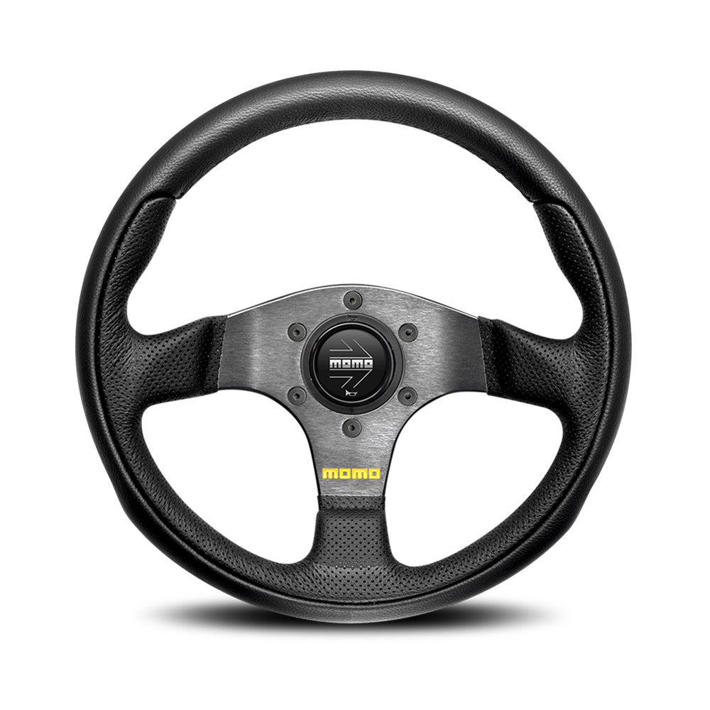 Momo Team Steering Wheel - Black Leather 280mm Diameter-Steering Wheels-Momo-[By Purdue Performance]