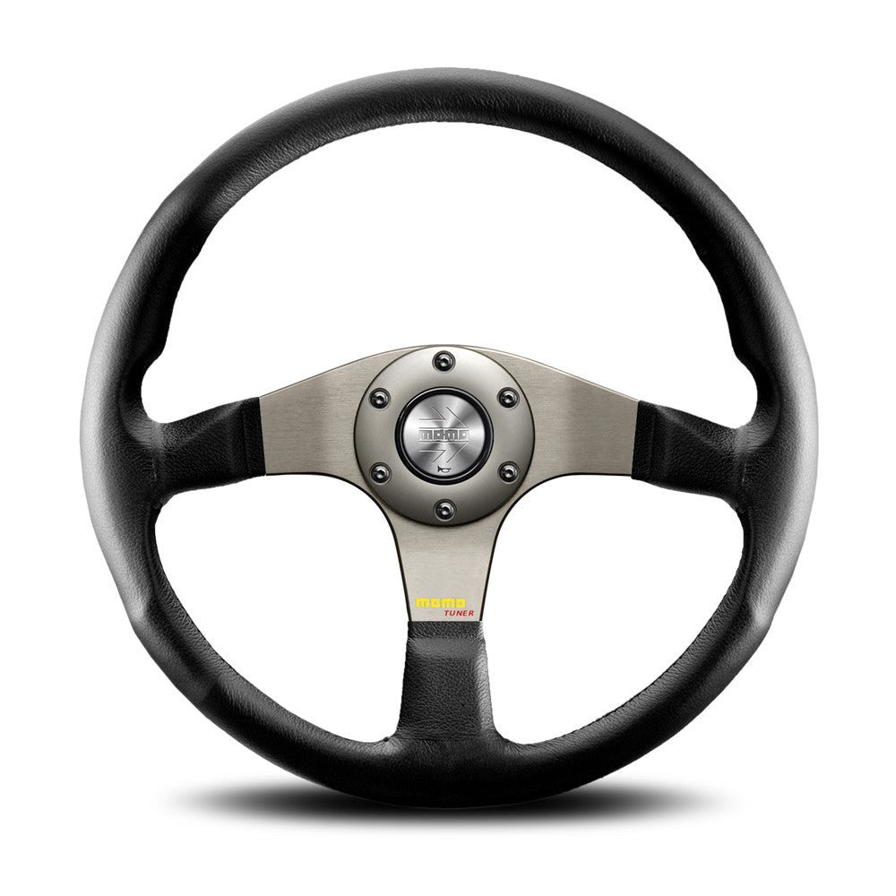 Momo Tuner Steering Wheel - Silver/Black Leather 320mm Diameter-Steering Wheels-Momo-[By Purdue Performance]